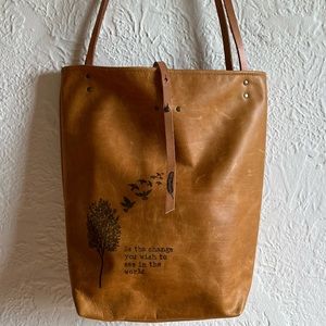 100% leather tote bag, never used, hand crafted